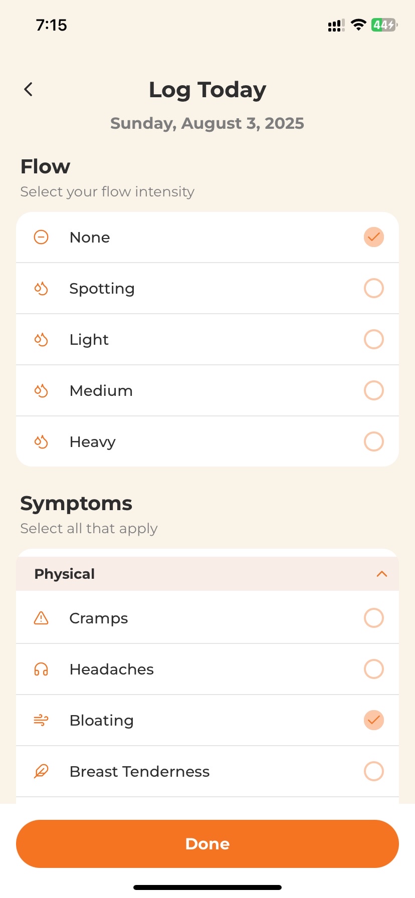 Create Log - fitElle App Screenshot
